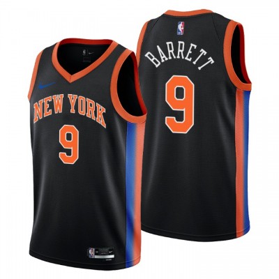 Nike New York Knicks #9 R.J. Barrett Men's 2022-23 City Edition NBA Jersey - Cherry Blossom Black Men's